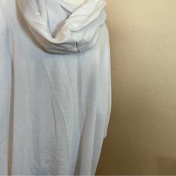 DKNY White Poncho Hooded Sweatshirt with Black Sequins Logo - Picture 8 of 9